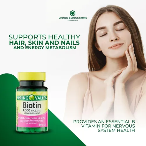 Miniatura 2 de Biotin 1000MCG, cápsulas blandas de biotina, suplemento de uñas para la piel del cabello, 150 unidades + organizador de píldoras de 7 días incluido