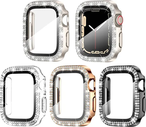 Miniatura 13 de Goton Paquete de 4 Fundas con Diamantes de Imitación para Apple Watch, Protector de 38mm para Series 3/2/1, Funda con Diamantes de Imitación