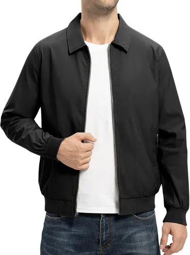 TBMPOY Chaquetas ligeras para hombre, estilo casual, rompevientos, para hombre, chaqueta ligera de pista, cuello de tendido, abrigos de golf de otoño
