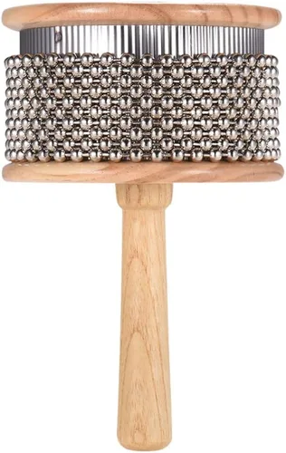 Miniatura 9 de Heysland Cabasa de madera instrumento musical de percusión de metal con cuentas de cadena y cilindro Pop Hand Shaker para banda educación musical