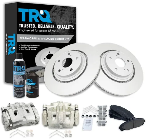 Kit de pastillas de freno delantero, pinzas y rotores TRQ Compatible con Lexus 2010-2015 Toyota 2010-2018