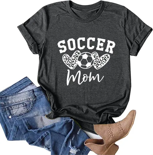Miniatura 2 de Holzkary Camiseta divertida para mamá con estampado de letras y estampado de futbol para mamá