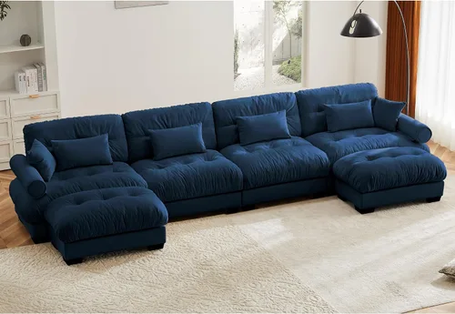 Miniatura 21 de Otomana beige para sofá modular modular, sofá individual, asiento otomano para sofá modular convertible, sofás de terciopelo para sala de estar