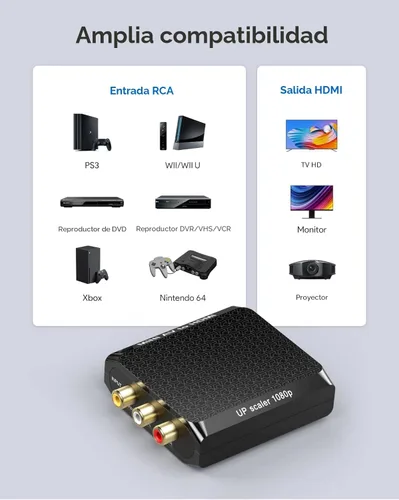 Miniatura 6 de Adaptador WENTER de RCA a HDMI, convertidor de 1080P AV a HDMI, adaptador de audio y video compuesto mini CVBS, compatible con PAL/NTSC