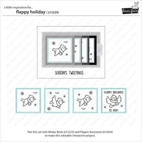 Miniatura 2 de Lawn Fawn LF3229 Flappy Holiday 2X3 Juego de sellos transparentes