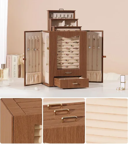 Miniatura 7 de Homde Organizador de joyas con ganchos transparentes para collares de ventana, regalo para mujeres, caja de joyería para collares, anillos, aretes