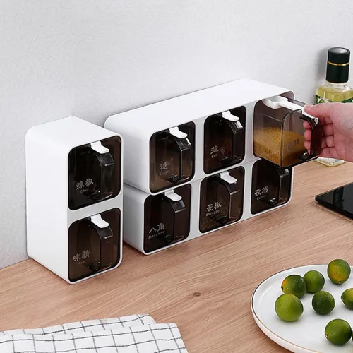 Miniatura 2 de JINYISI Tarros de especias, organizador de especias, tarro de condimentos montado en la pared sin perforar, caja de almacenamiento de condimentos 3