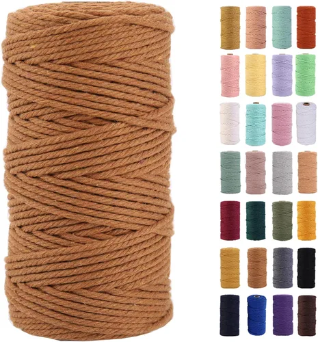 Miniatura 71 de Cordón de macramé gris rosado de 0.118 in x 109 yardas, cuerda de algodón colorido de algodón suave para colgar en la pared, colgar plantas
