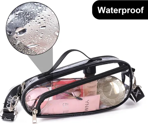 Miniatura 5 de COVAX Bolso cruzado transparente, aprobado por estadios para conciertos, festivales L-negro-4
