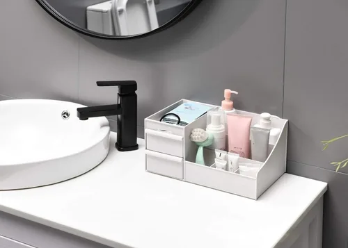 Miniatura 4 de Organizador de colonia negro para hombres - Organizador grande de mostrador con cajones para colonia, perfume, afeitado y cuidado de la piel