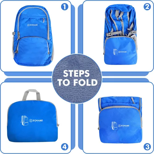 Miniatura 6 de ZOMAKE Mochila plegable ligera 30L, mochilas plegables para senderismo, mochila plegable compacta resistente al agua para viajes Azul oscuro
