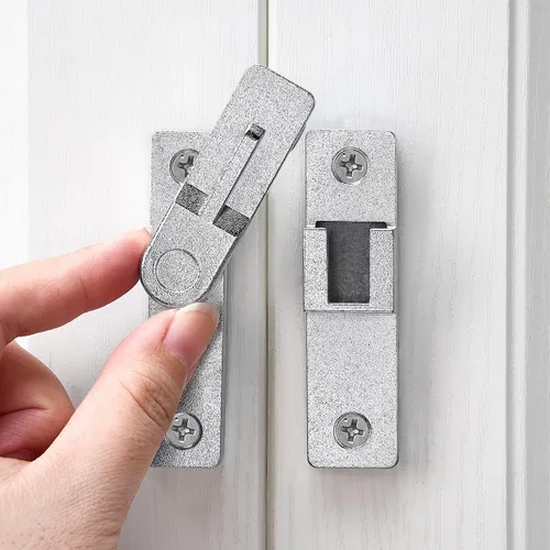 Miniatura 8 de INIRET Cerradura de puerta de granero abatible de 180 grados, cerraduras doradas resistentes para puerta, cerradura de cerrojo de seguridad