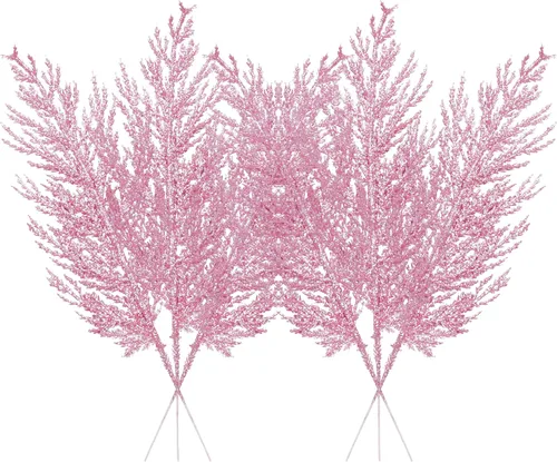 Miniatura 9 de Tallos con Purpurina de Navidad 24 piezas Ramas de Pino Artificial para Adornos de Árbol de Navidad, Rellenos, Corona de Navidad DIY, Manualidades