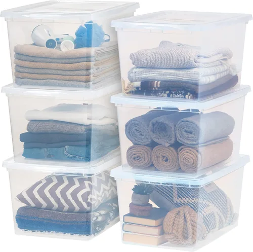 Miniatura 12 de IRIS USA Paquete de 12 contenedores de almacenamiento con tapas, 6 cuartos de galón, transparentes como el cristal, cajas de zapatos, contenedores