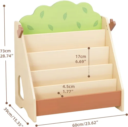 Miniatura 3 de OOOK Estantería Montessori para niños, estantería de pino de primera calidad, estantería frontal para guardería, sala de juegos, aula