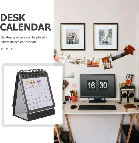 Miniatura 2 de Calendario de escritorio 2024-2025 – Calendario de escritorio abatible de pie con vista mensual, 10 x 8.3 pulgadas, encuadernación de doble alambre