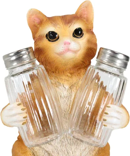 Miniatura 7 de Ebros Gift Gatito felino peludo de cristal para salero y pimentero, figura de 8.25 pulgadas de alto, loco para gatos, gatito, decoración de mascotas