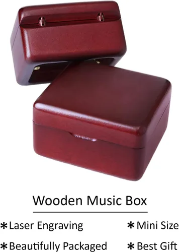 Miniatura 4 de Sinzyo Caja de música vintage para regalo de cumpleaños, día de San Valentín, Navidad (caja roja vino)