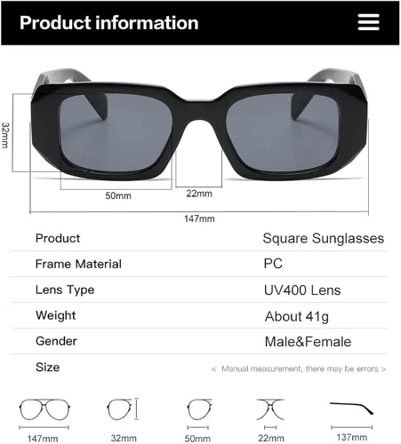 Miniatura 4 de Verfimaci Gafas de sol rectangulares de moda para mujeres y hombres gafas de sol cuadradas