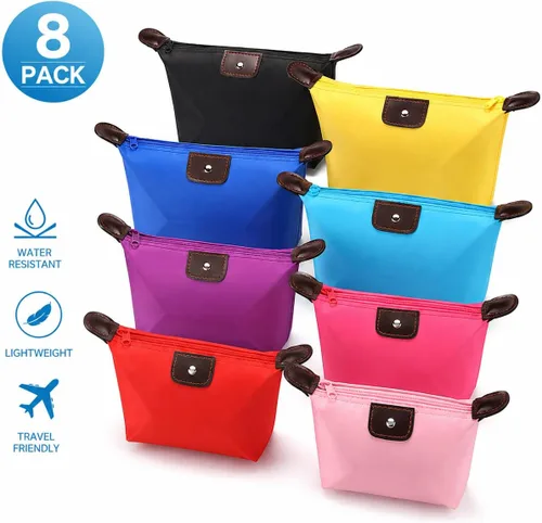 Miniatura 2 de Bolsas de cosméticos, bolsas de aseo para mujer, paquete de 8 bolsas organizadoras de artículos de tocador, bolsa de maquillaje de viaje