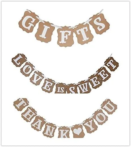 Love is Sweet, Thank You, Gifts Vintage Wedding Party Bunting Banner Rustic Garland Photo Booth