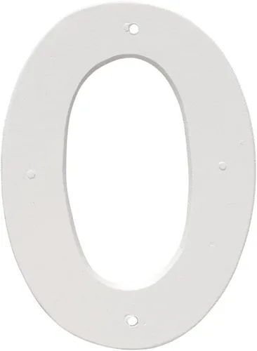Montague Metal Products Placa de aluminio para exteriores con número 0 de 8 pulgadas, tamaño mediano, color blanco