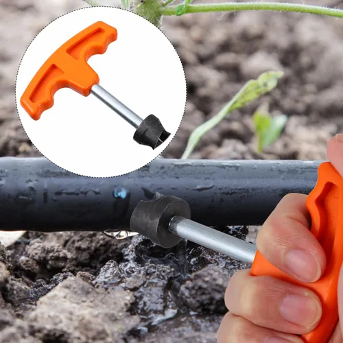 Miniatura 8 de Yardwe - Herramienta perforadora de orificio de riego por goteo con agarre ergonómico para instalación de tubos de polietileno y rociadores