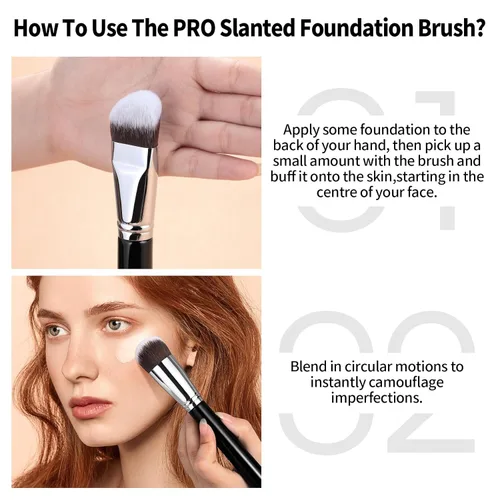 Miniatura 4 de EIGSHOW Pro Brocha inclinada para base, cerdas anguladas, máscara Kabuki, cepillo facial perfecto para mezcla de pulido de crema líquida en polvo