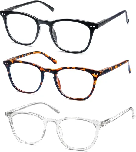 Gafas de lectura para mujeres y hombres, elegantes lectores 1.0, lentes de lectura ligeros con bisagras de resorte, paquete de 3 unidades,