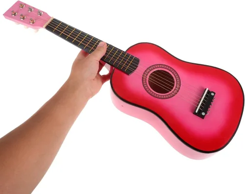 Miniatura 6 de Toddmomy Guitarra acústica popular de 6 cuerdas de 23.11 pulgadas para niños y niñas, instrumento musical para principiantes, juguete acústico rosa
