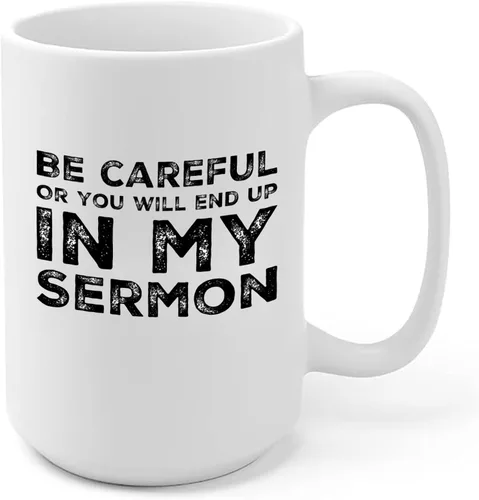 Miniatura 9 de Regalo de pastor, taza de pastor, sé cuidadoso o terminarás en mi sermón, taza de ministro, apreciación de predicador, ordenación sarcástica, taza
