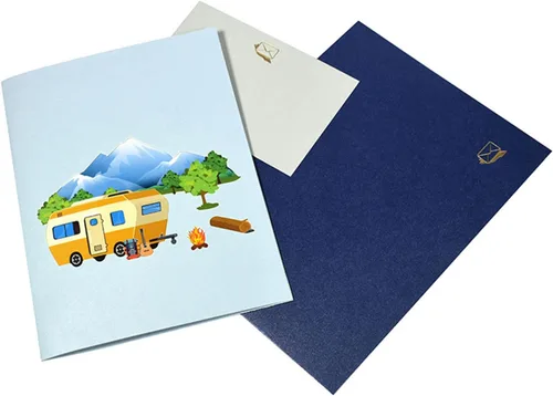 Miniatura 7 de Tarjeta emergente 3D de camping RV tarjeta de felicitación con sobre para marido, hijo, padre, tarjetas de cumpleaños, tarjeta de viaje al aire
