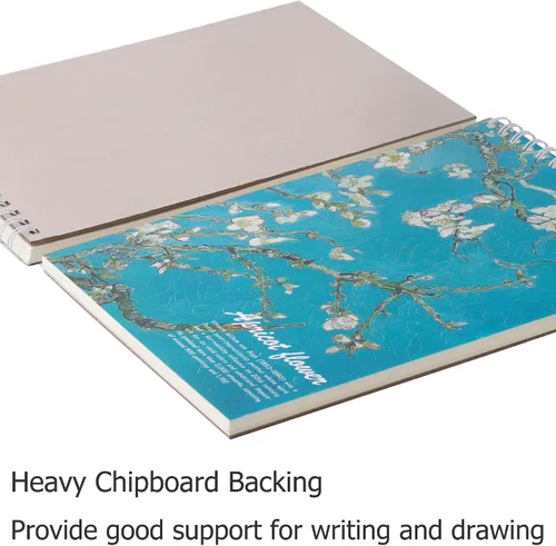 Miniatura 2 de Paquete de 2 libros estéticos de bocetos en espiral para niños, 98 libras/5.64 oz/m², papel grueso sin ácidos, A4, diario mixto en blanco, cuaderno