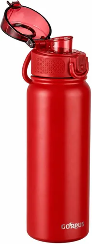 Miniatura 15 de GOPPUS Botella de agua de acero inoxidable aislada de 20 oz sin BPA, excelente para viajes, con tapa para beber - A prueba de fugas y sudor con tapa