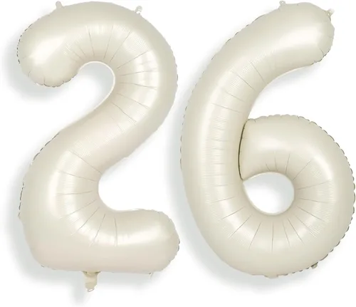 Miniatura 22 de SUWEN Globos de helio grandes de 102 cm (40 pulgadas) con letra S en color crema. Globos grandes de papel de aluminio con letra en helio, de A a Z.