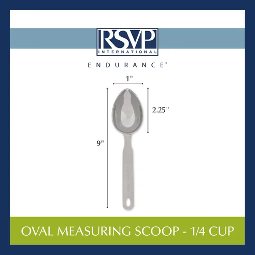 Miniatura 7 de RSVP International Endurance cuchara medidora ovalada, 1/4 taza, acero inoxidable