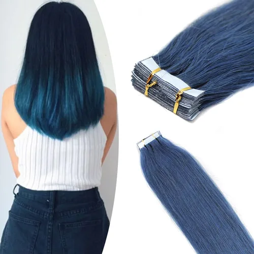 Miniatura 51 de Extensiones de cabello humano Remy con cinta adhesiva sin costuras (16 pulgadas, 10 unidades, rubio ceniza)