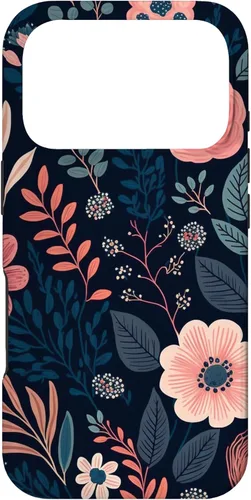 Miniatura 29 de Boho Navy Blue and Pink Floral Botanical Pattern Flower Art Case for iPhone 17