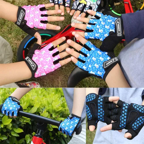 Miniatura 4 de MOREOK Guantes de ciclismo para niños y niñas - almohadilla de gel transpirable antideslizante de 0.118 pulgadas Guantes de ciclismo para niños