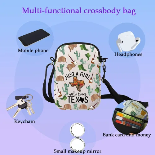 Miniatura 6 de XYANFA Bolsa de maquillaje de lona de regalo occidental para amantes de la ciudad del oeste, bolsa de lona con cremallera (bolsa cruzada texx)