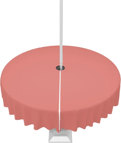 Miniatura 94 de QueenKer Mantel de exterior verde oliva con agujero para sombrilla y cremallera, mantel de color sólido para mesas cuadradas, colección de mesa