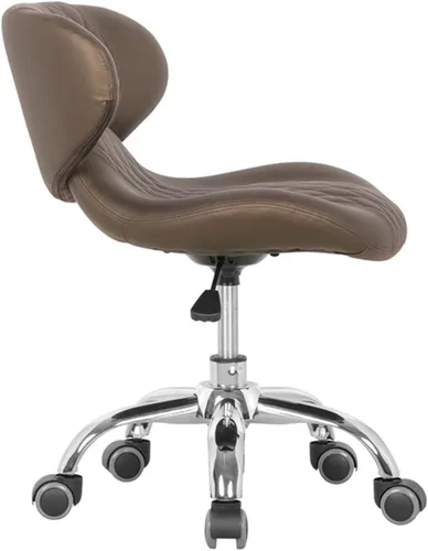 Miniatura 4 de MAYAKOBA HugoII Taburete corto (costura de diamante café), asiento rodante con altura ajustable de 13 a 15 pulgadas, perfecto para sala