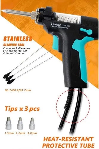 Miniatura 5 de SS-331H 220V LCD Pistola desoldadora eléctrica de alta potencia antiestática Bomba de desoldadura de succión fuerte GOLDEN BLUE