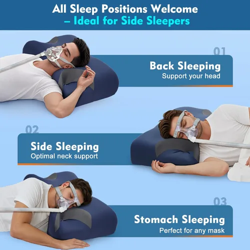 Miniatura 4 de Almohada CPAP para personas que duermen de lado y espalda – Almohada cervical ajustable de espuma viscoelástica para apoyo del cuello y un mejor