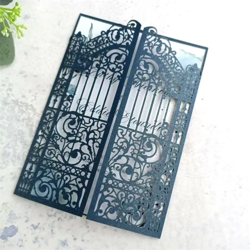 Miniatura 18 de MillaSaw Black Gate - Tarjeta de invitación cortada con láser para boda, compromiso, sirena, fiesta de cumpleaños, 25