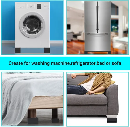 Miniatura 6 de Flechazo Paquete de 8 elevadores de muebles para cama, 2 o 4 pulgadas, resistentes, ajustables, con alfombrillas antideslizantes para cama