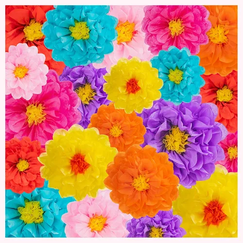 21 flores de papel mexicanas, flores de papel de fiesta, flores de tejido coloridas para carnaval, telón de fondo de fiesta, boda, fiesta de