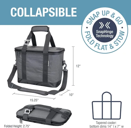 Miniatura 3 de CleverMade - Bolsa enfriadora aislada plegable – Enfriador suave a prueba de fugas para 30 latas para playa, viaje, automóvil – Correa para hombro