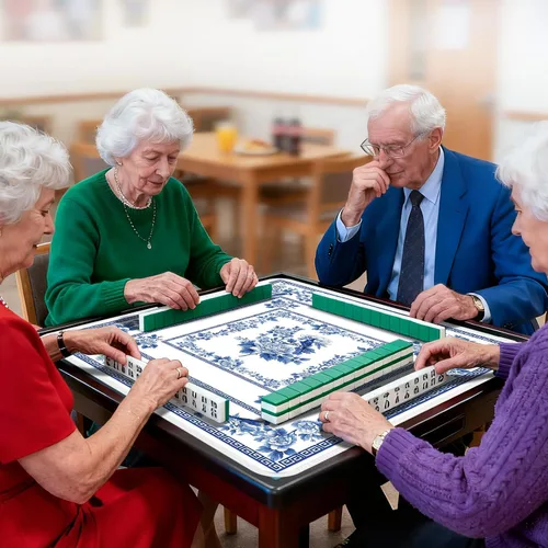 Miniatura 7 de Tapete Mahjong para Mesa, tapete de mesa Mahjong con flor azul, 31 x 31 pulgadas, antideslizante, reducción de ruido, tapete Mah Jong con bolsa