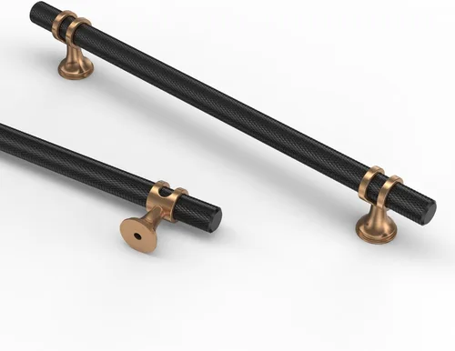 Miniatura 19 de Asidrama - Paquete de 10 manijas para gabinete de cocina de 3 pulgadas (76mm) de color negro mate y bronce champán, tiradores para gabinete